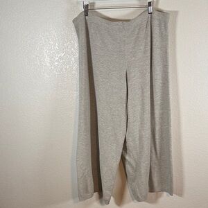Joan Vass Light Gray Knit Wide Leg Crop Pull On Pants Size 2X Lagenlook Costal